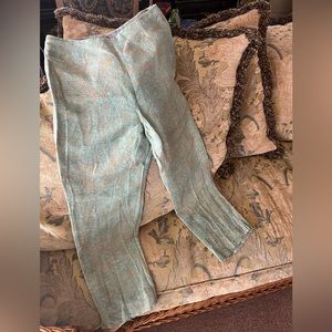 Vintage 1980s: Original soft linen/silk, lined high-waist ankle length trousers